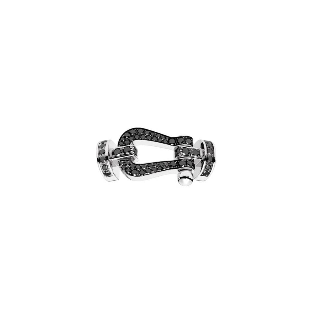 Manille FRED Force 10 Grand Modèle En Or Blanc Et Diamants Noirs - Or Blanc 750/1000ème - Diamant Noir - Blanc