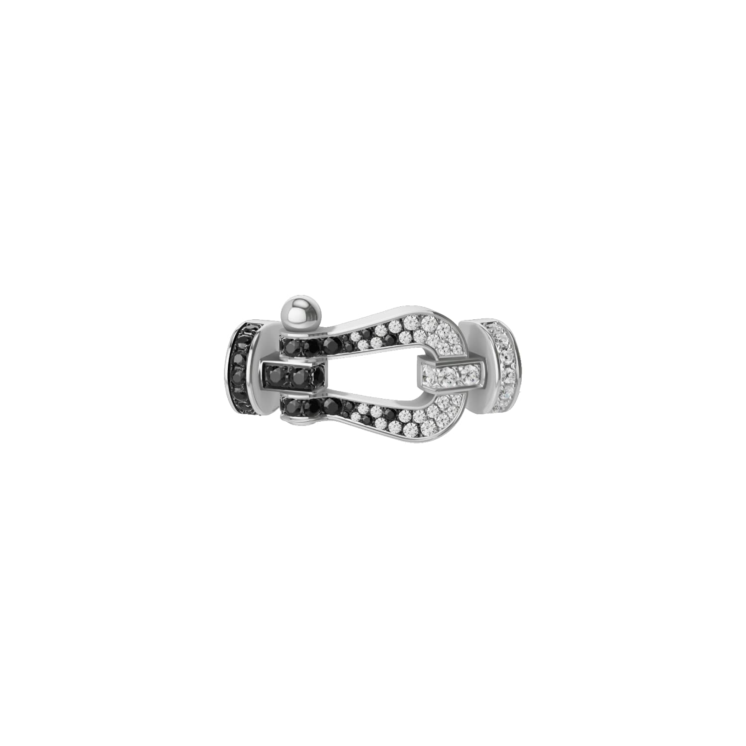 Manille FRED Force 10 Grand Modèle En Or Blanc, Diamants Noirs Et Blancs - Or Blanc 750/1000ème - Diamant/Diamant Noir - Blanc