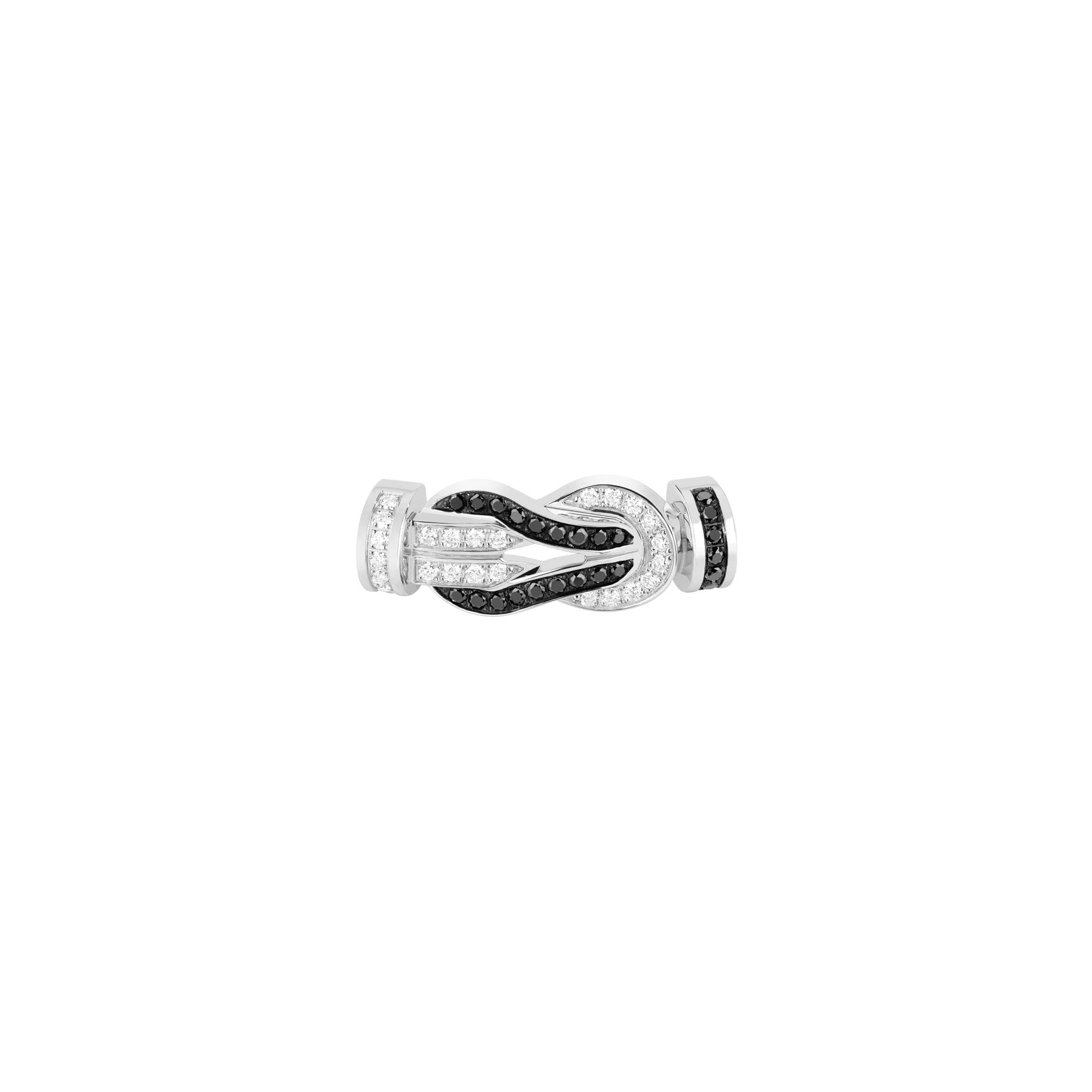 Boucle FRED Chance Infinie Moyen Modèle Or Blanc Et Diamants - Or Blanc 750/1000ème - Diamant/Diamant Noir - Blanc