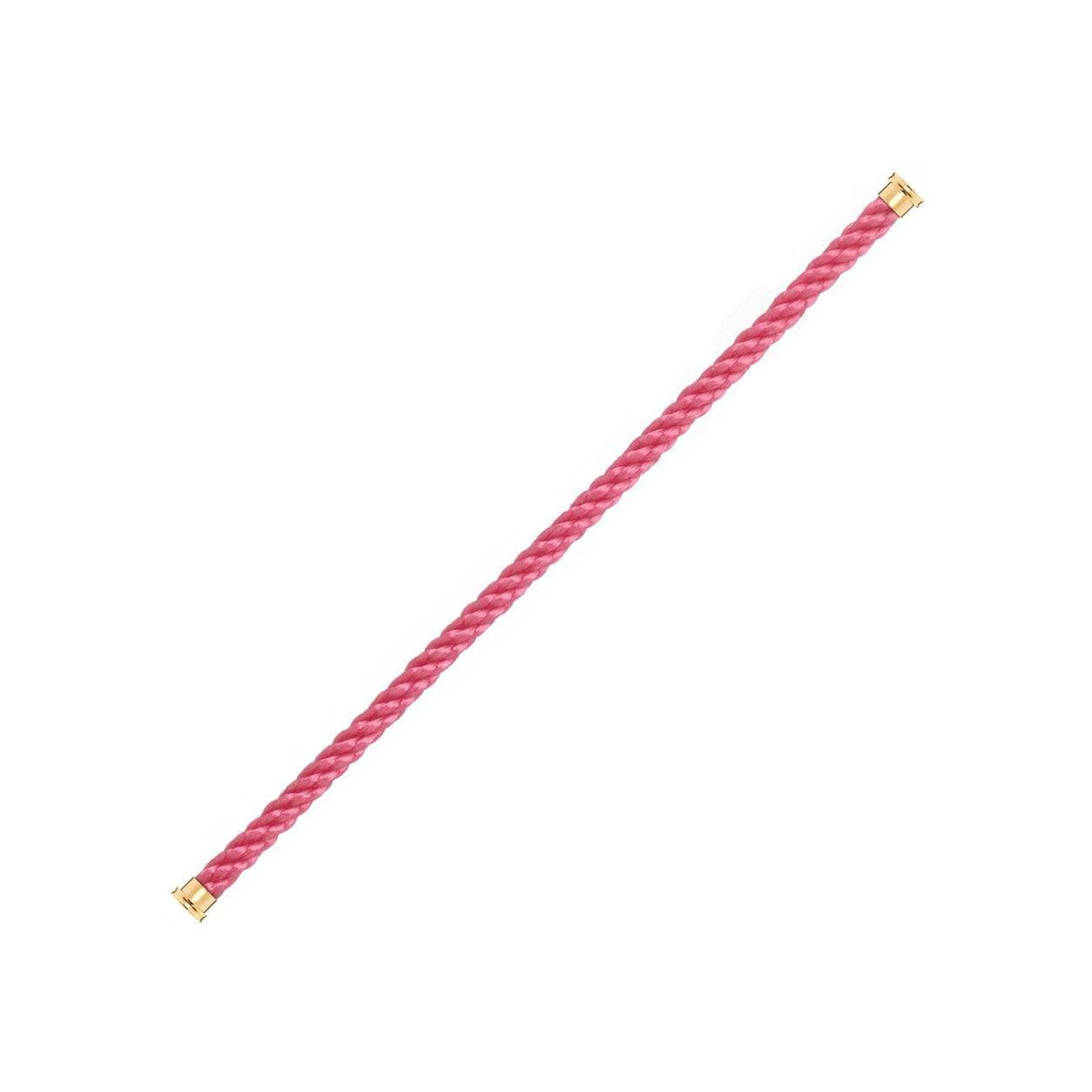 Câble FRED Interchangeable Grand Modèle En Corderie Rose, Embouts Acier Plaqué Or Jaune - Acier/Plaqué Or - Rose