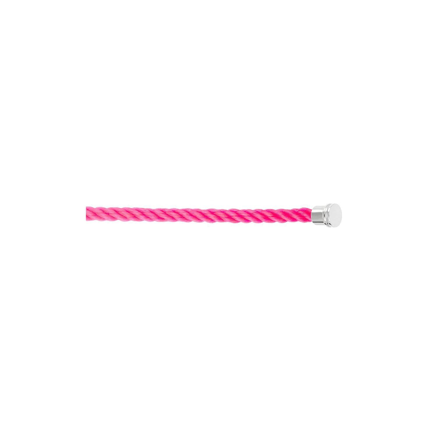 Câble FRED Interchangeable Moyen Modèle En Corderie Rose Fluo, Embouts Acier - Acier - Rose