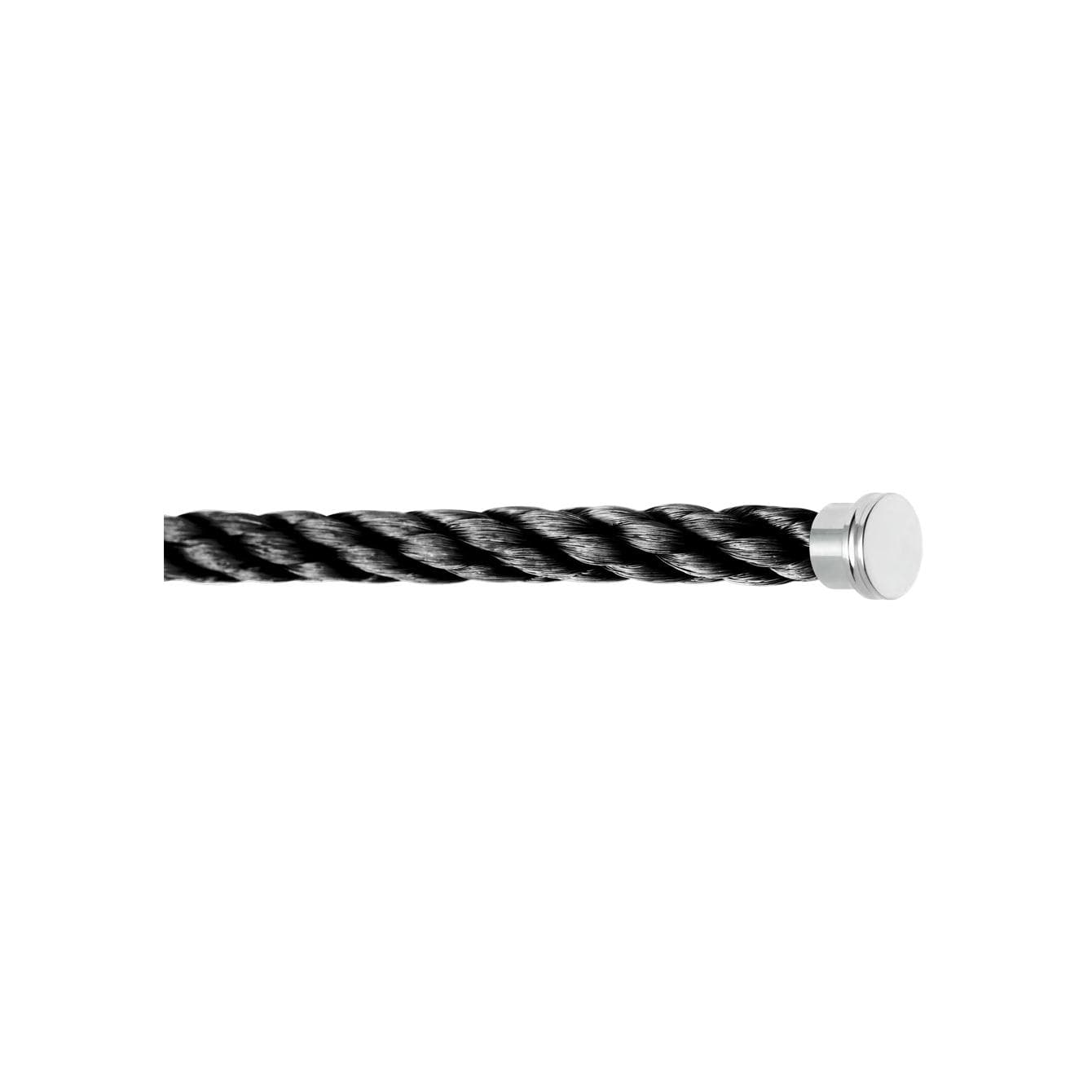 Câble FRED Interchangeable Grand Modèle Double Tour En Corderie Gris Orage, Embouts Acier - Acier