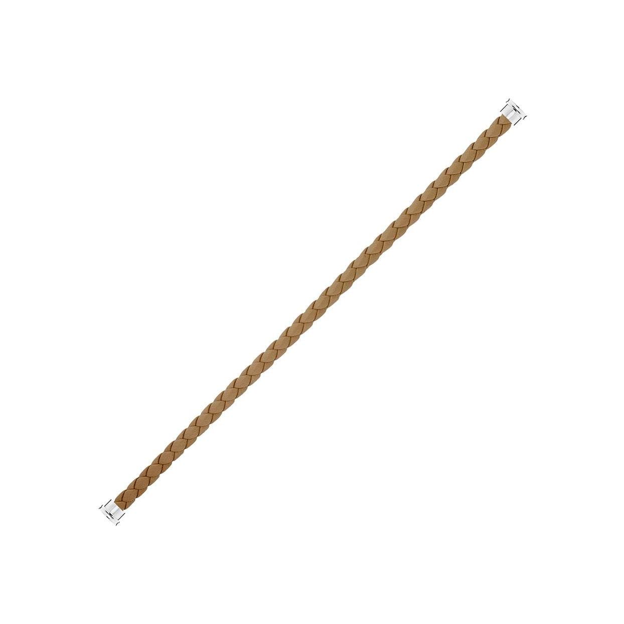 Câble FRED Interchangeable Grand Modèle En Cuir Kaki Tressé, Embouts Acier - Cuir