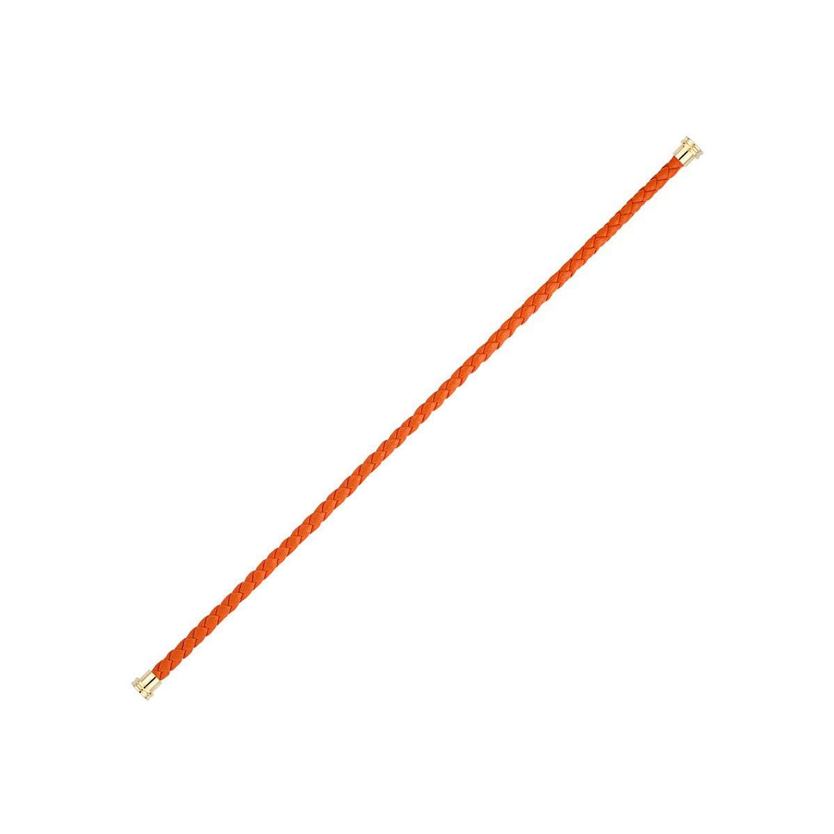 Câble FRED Interchangeable Moyen Modèle En Cuir Orange Tressé, Embouts Acier Plaqué Or Jaune - Cuir - Jaune
