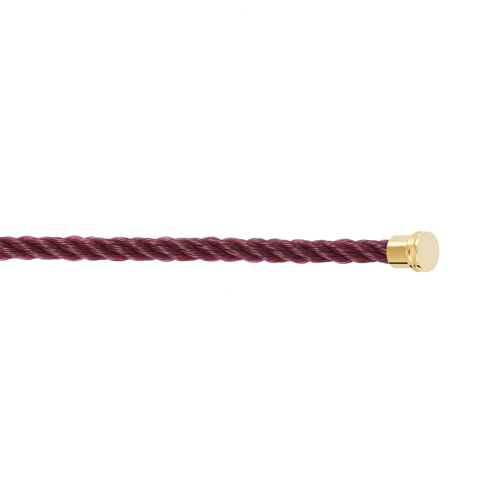 Câble FRED Interchangeable Moyen Modèle En Corderie Grenat, Embouts Acier Plaqué Or Jaune - Acier/Plaqué Or - Jaune