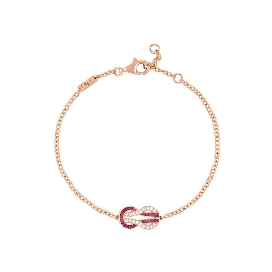 Bracelet FRED Chance Infinie Modèle Moyen En Or Rose, Rubis Et Diamants - Or Rose 750/1000ème - Diamant/Rubis - Rose