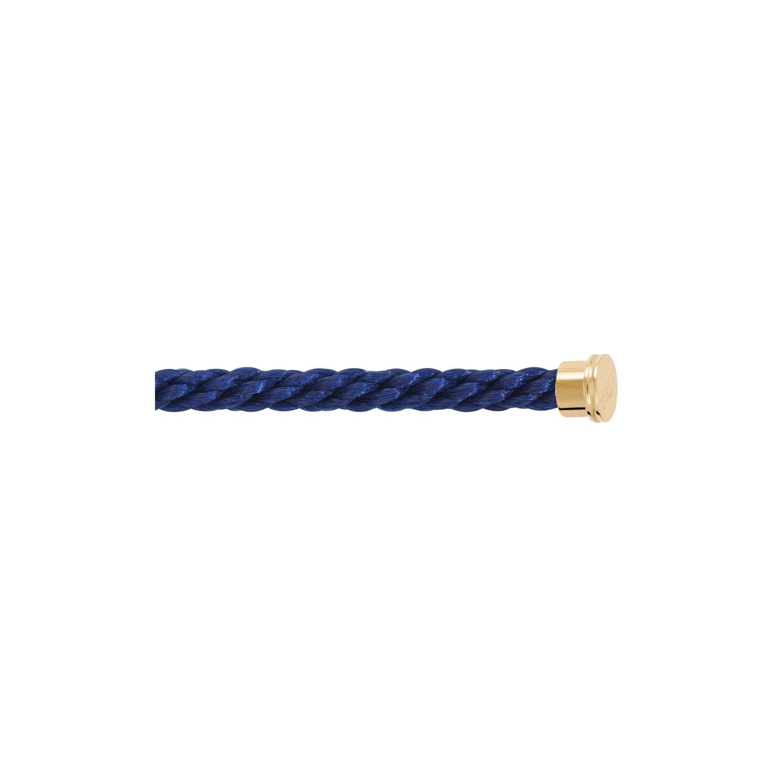 Câble FRED Interchangeable Grand Modèle En Corderie Bleu Marine, Embouts Acier Plaqué Or Jaune - Acier/Or Jaune 750/1000ème/Plaqué Or/Textile - Bleu