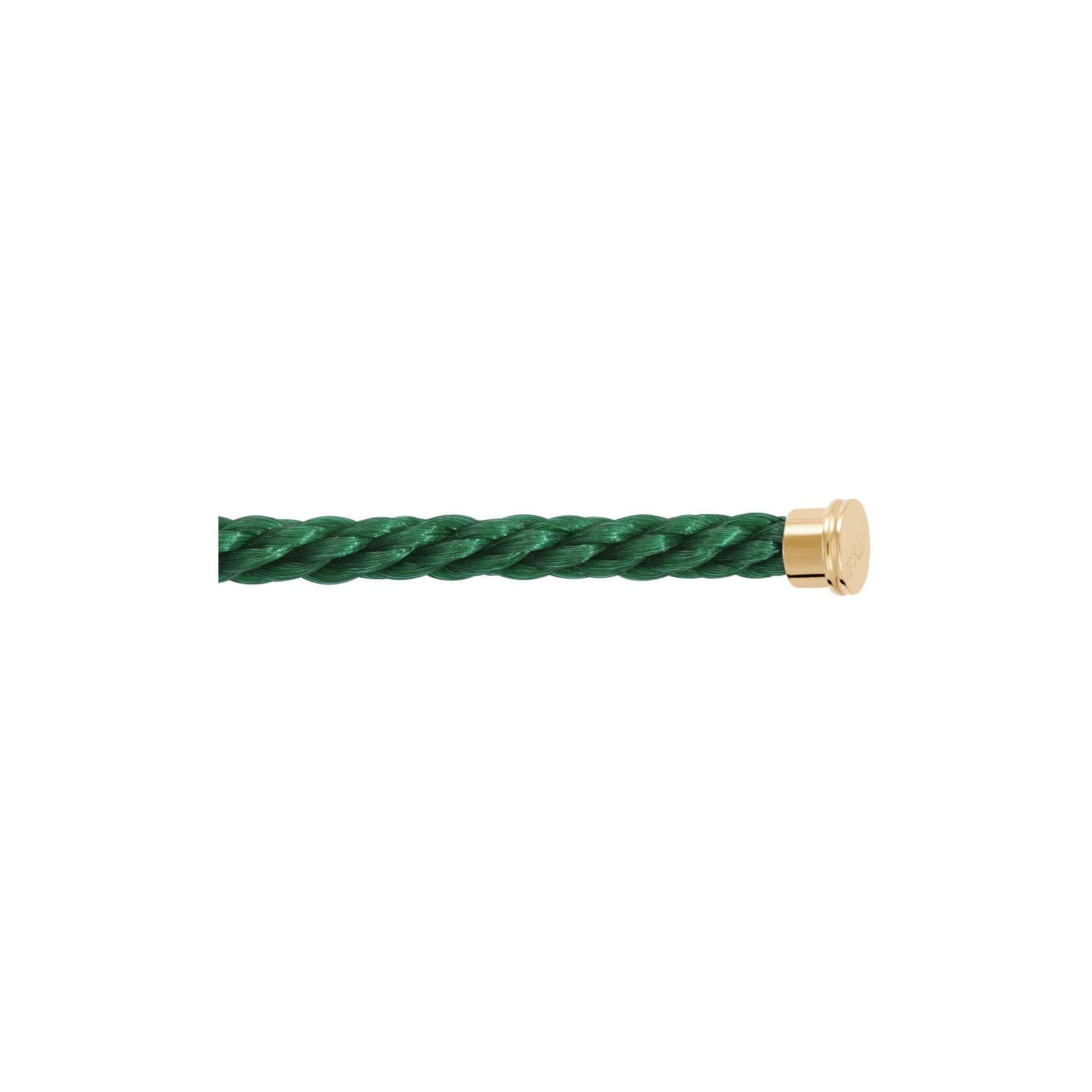 Câble FRED Interchangeable Grand Modèle En Corderie Vert Émeraude, Embouts Acier Plaqué Or Jaune - Acier/Plaqué Or - Vert