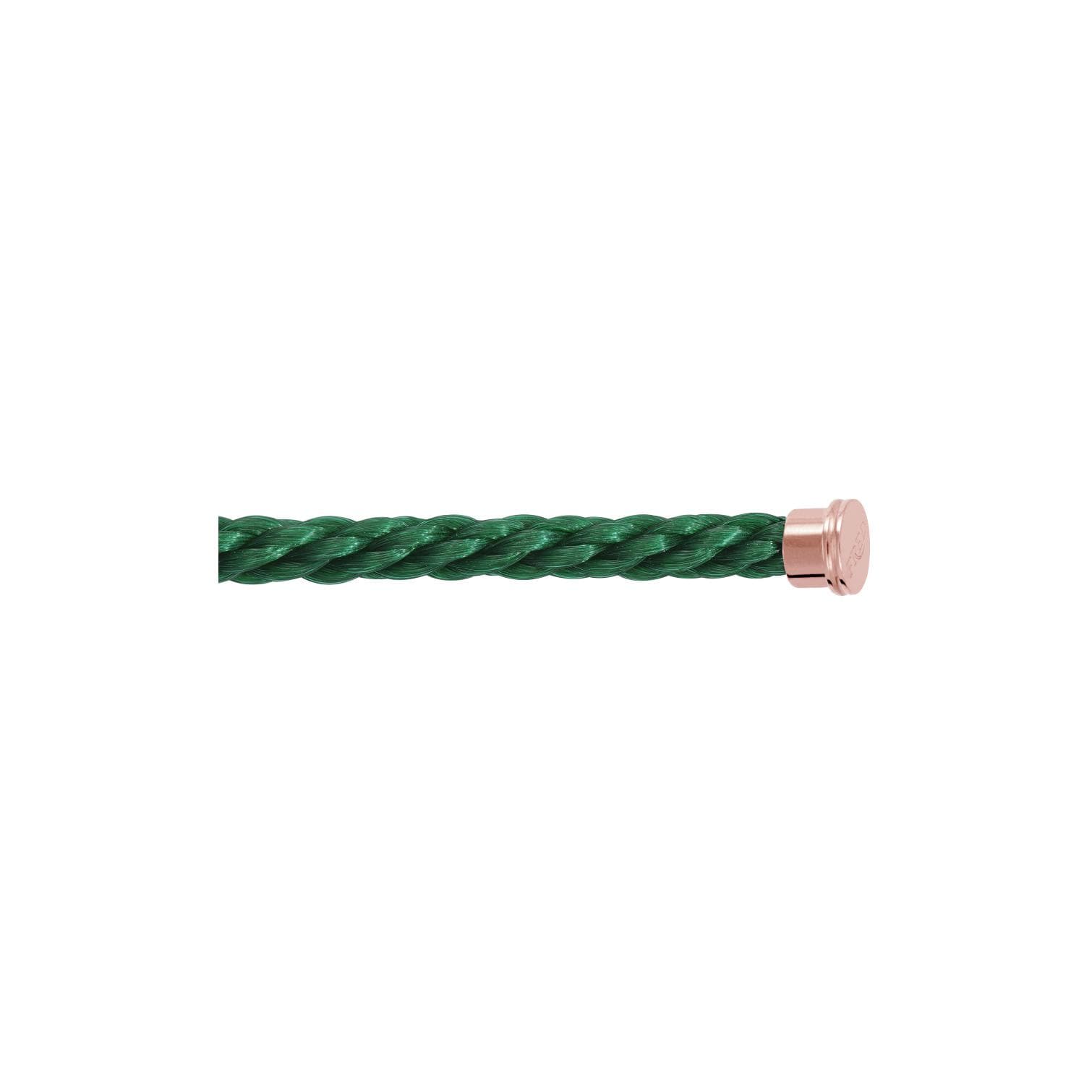 Câble FRED Interchangeable Grand Modèle En Corderie Vert Émeraude, Embouts Acier Plaqué Or Rose - Acier/Plaqué Or Rose - Vert