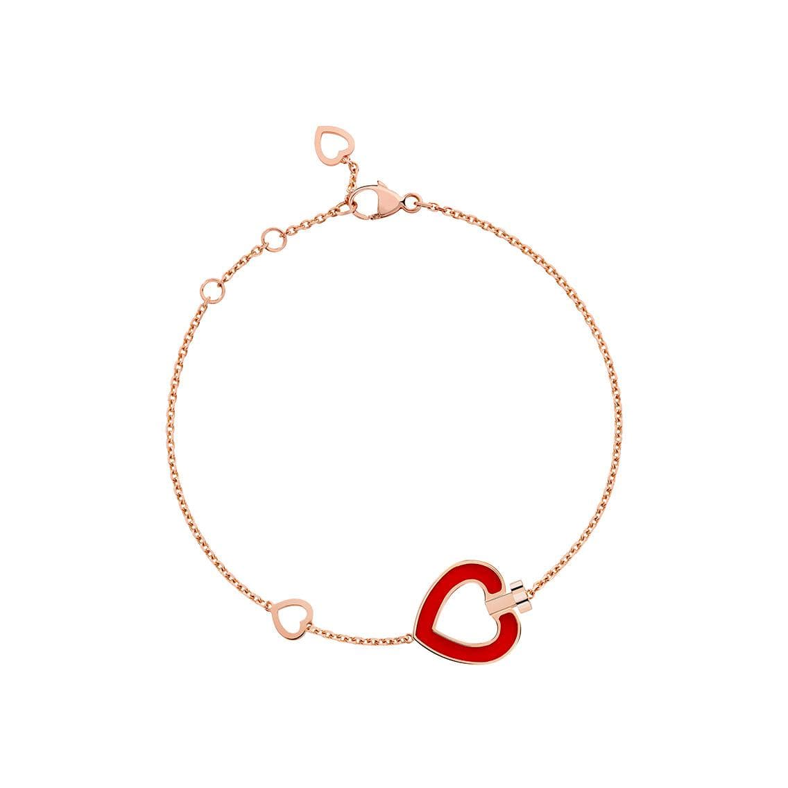 Bracelet FRED Pretty Woman Petit Modèle En Or Rose, Diamants Et Cornaline - Or Rose 750/1000ème - Diamant/Nacre/Onyx - Rose