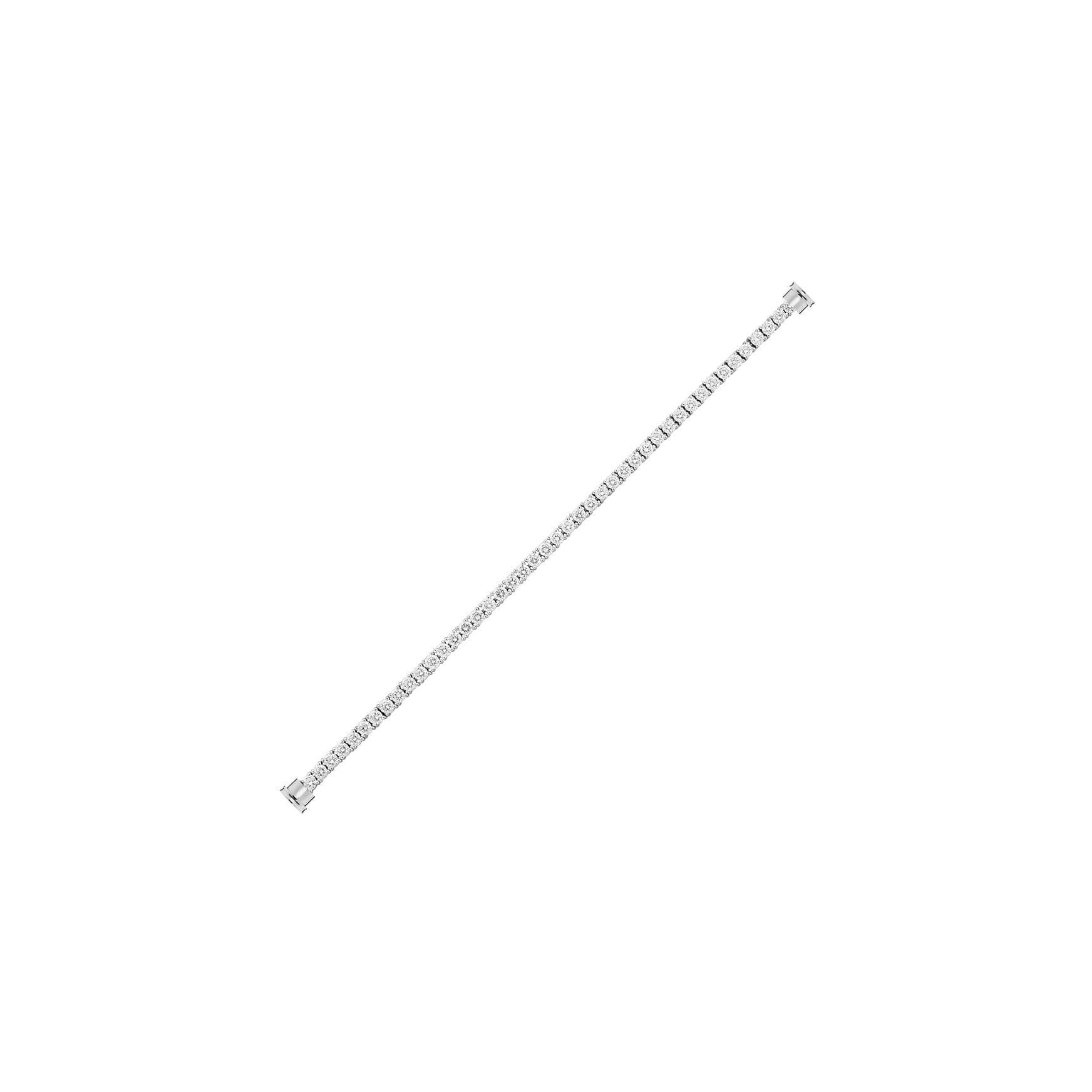 Câble FRED Interchangeable Grand Modèle En Or Blanc Et Diamants Blancs, Embouts Or Blanc - Or Blanc 750/1000ème - Diamant - Blanc