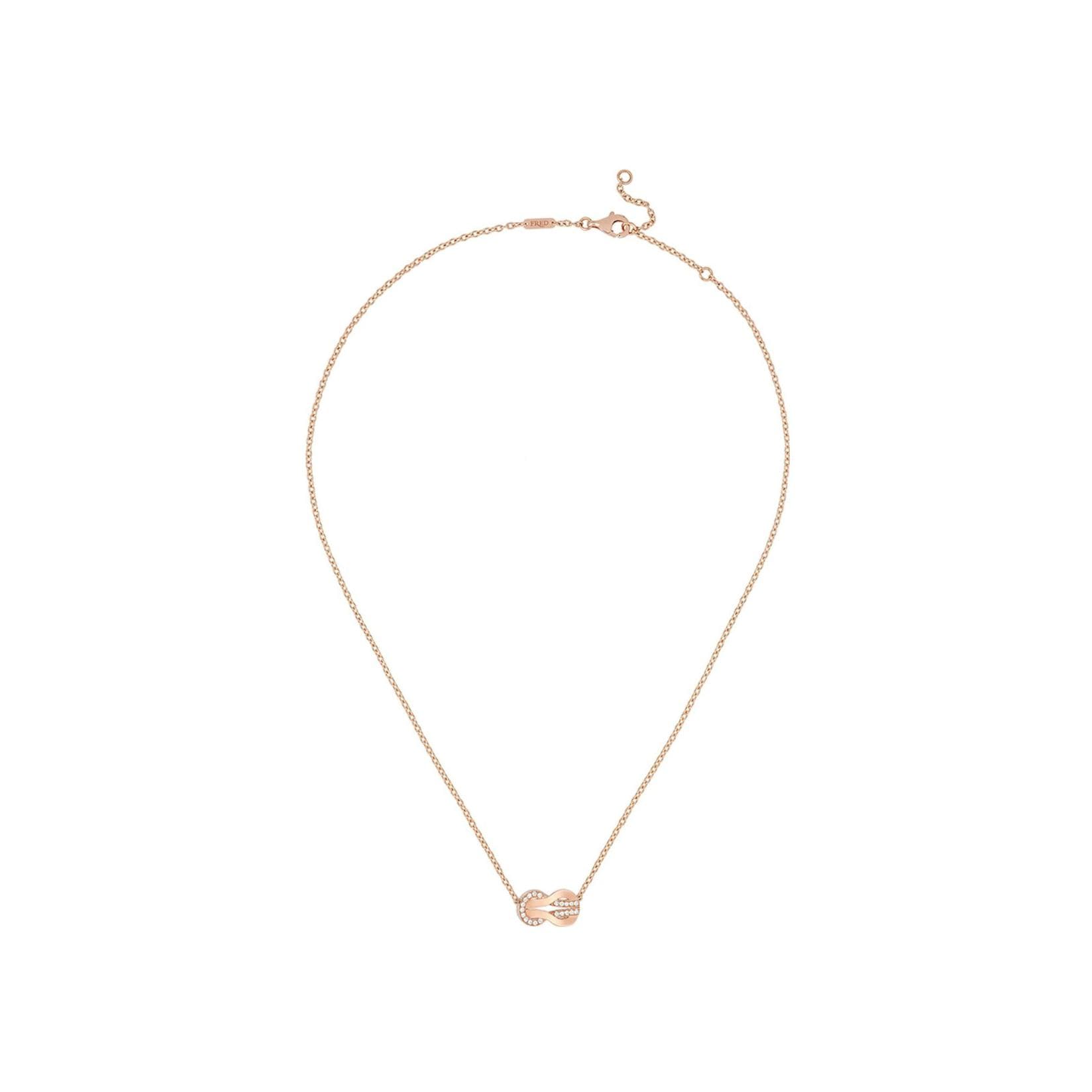 Collier FRED Chance Infinie Moyen Modèle En Or Rose Et Pavé De Diamants Blancs - Or Rose 750/1000ème - Diamant - Rose