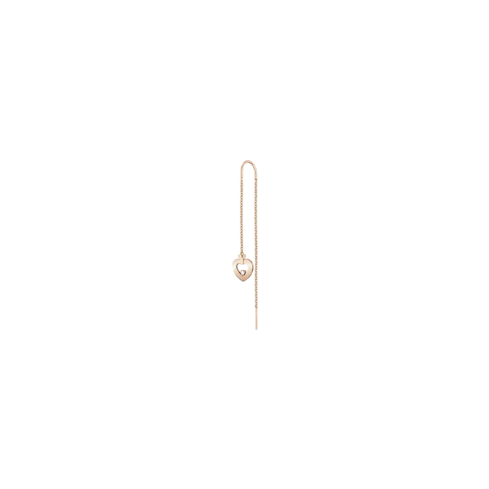 Mono Boucle D'oreille Longue FRED Pretty Woman En Or Rose Sertie D'un Diamant - Or Rose 750/1000ème - Diamant