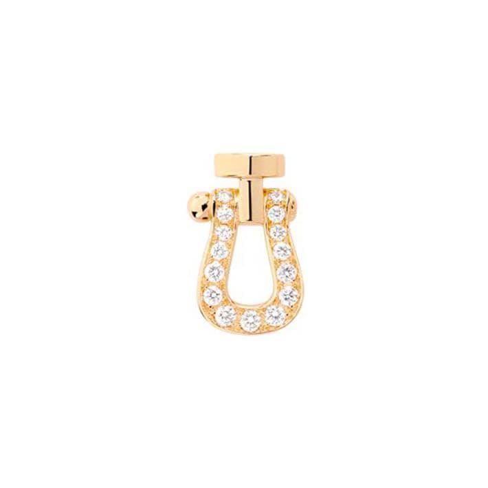 Mono Boucle D'oreille Droite FRED Force 10 Petie Modèle En Or Jaune Semi Pavé De Diamants - Or Jaune 750/1000ème - Diamant - Jaune