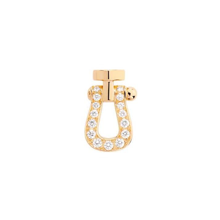 Mono Boucle D'oreille Gauche FRED Force 10 Petit Modèle En Or Jaune Semi Pavé De Diamants - Or Jaune 750/1000ème - Diamant - Jaune