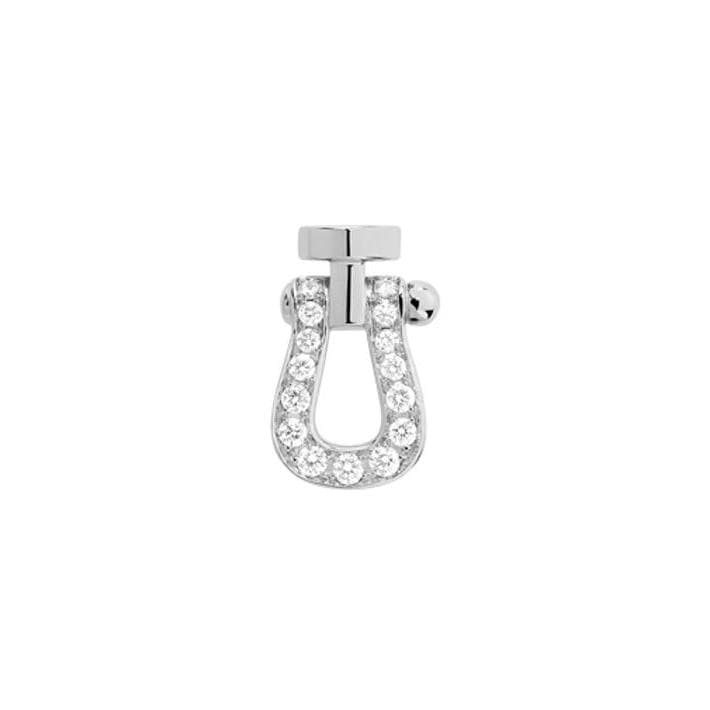 Mono Boucle D'oreille Gauche FRED Force 10 Petit Modèle En Or Blanc Semi Pavé De Diamants - Or Blanc 750/1000ème - Diamant - Blanc