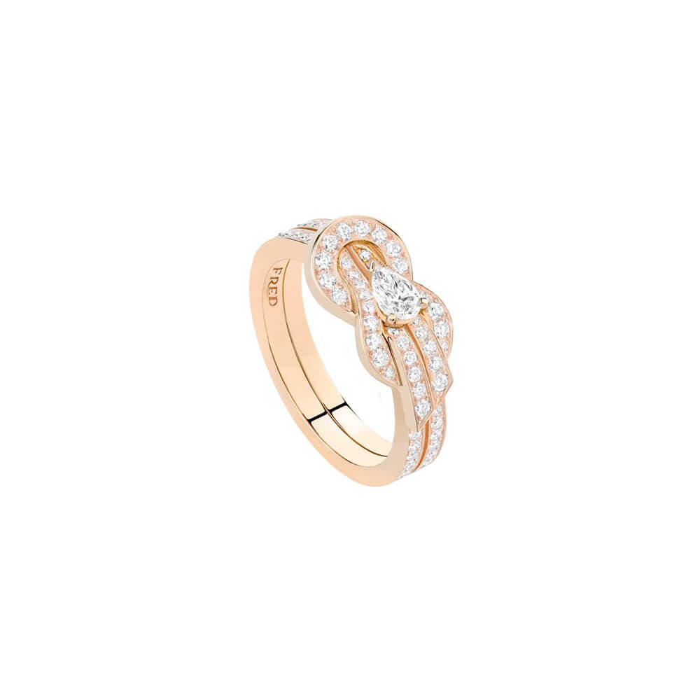 Bague FRED Chance Infinie, Moyen Modèle, En Or Rose Et Diamants - Or Rose 750/1000ème - Diamant - Rose