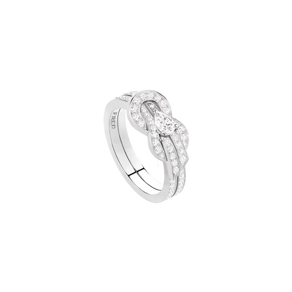 Bague FRED Chance Infinie, Moyen Modèle, En Or Blanc Et Diamants - Or Blanc 750/1000ème - Diamant - Blanc