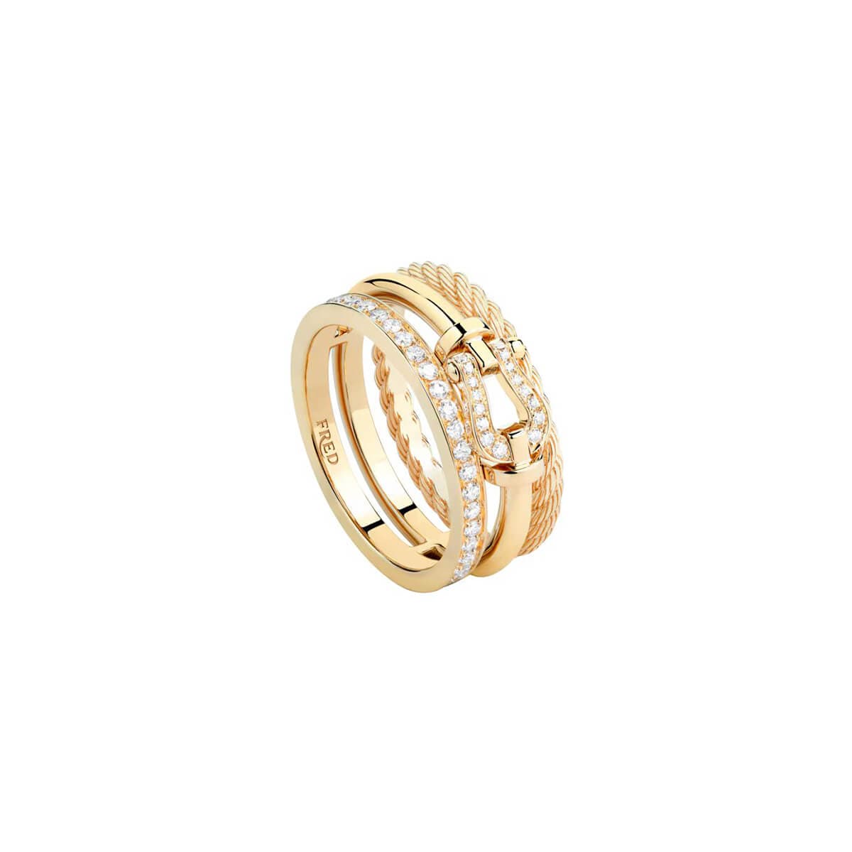 Bague FRED Force 10 Rise En Or Jaune Et Diamants - Or Jaune 750/1000ème - Diamant - Jaune