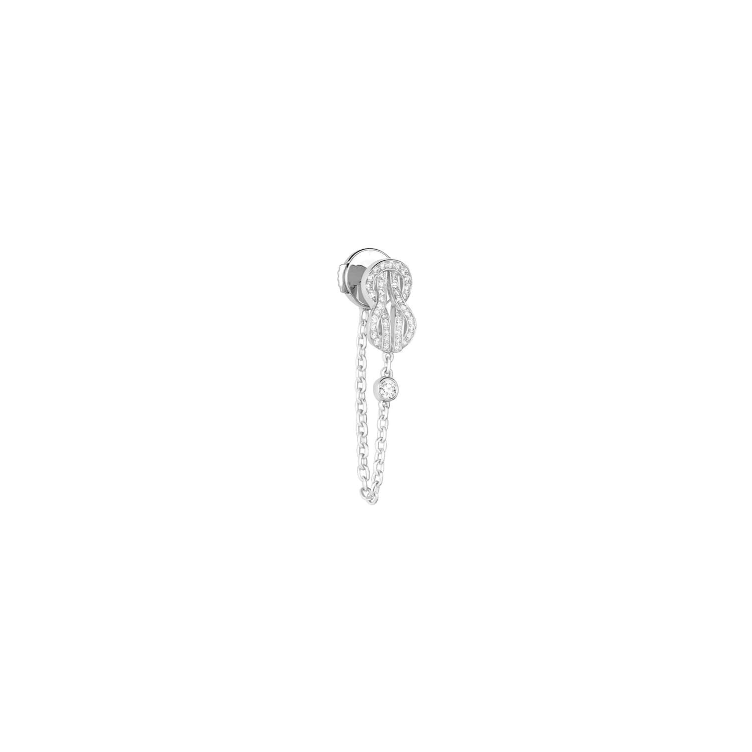 Mono Boucle D'oreille FRED Chance Infinie En Or Blanc Sertie De Diamants - Or Blanc 750/1000ème - Diamant - Blanc