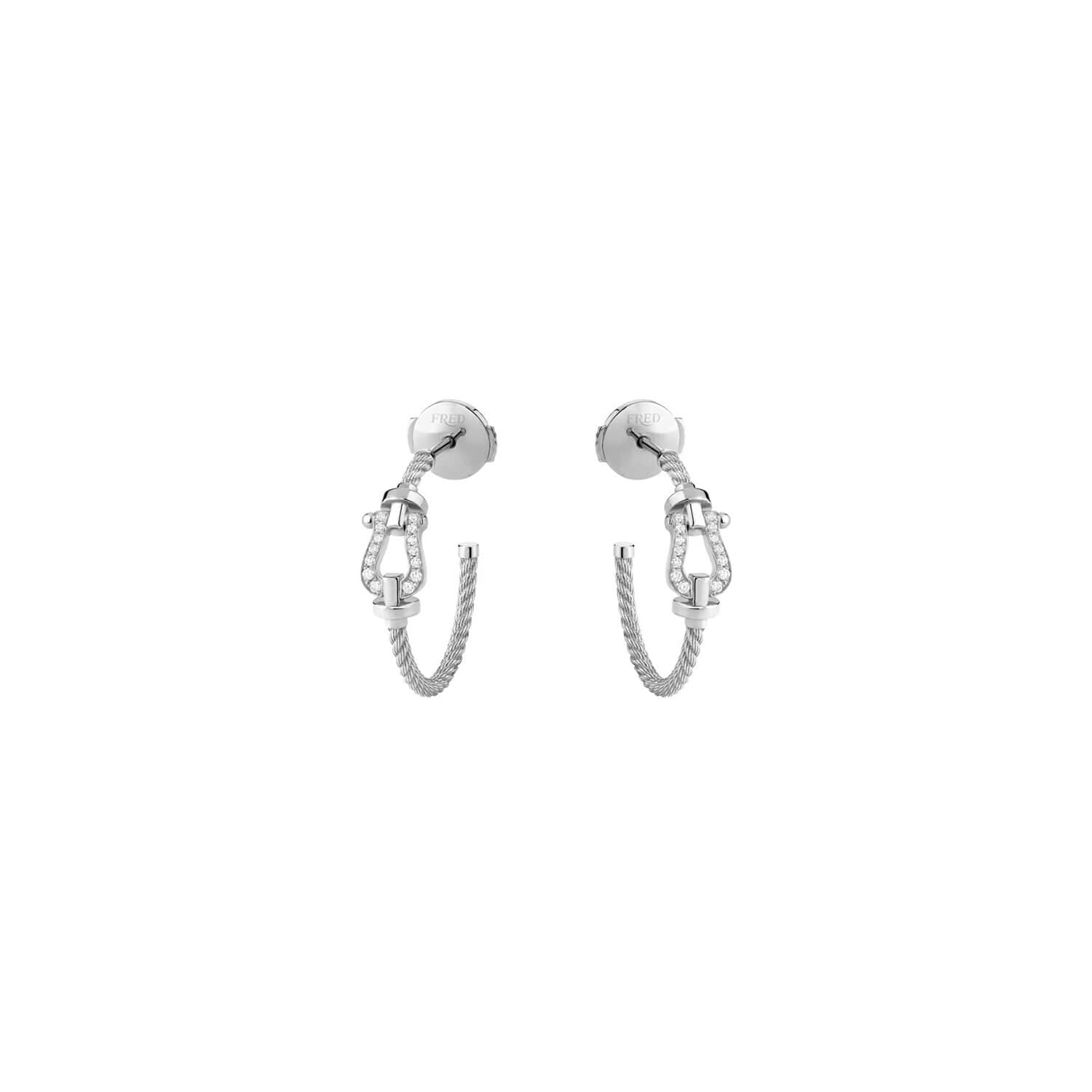 Boucles D'oreilles FRED Force 10 En Or Blanc Et Diamants - Or Blanc 750/1000ème - Diamant - Blanc