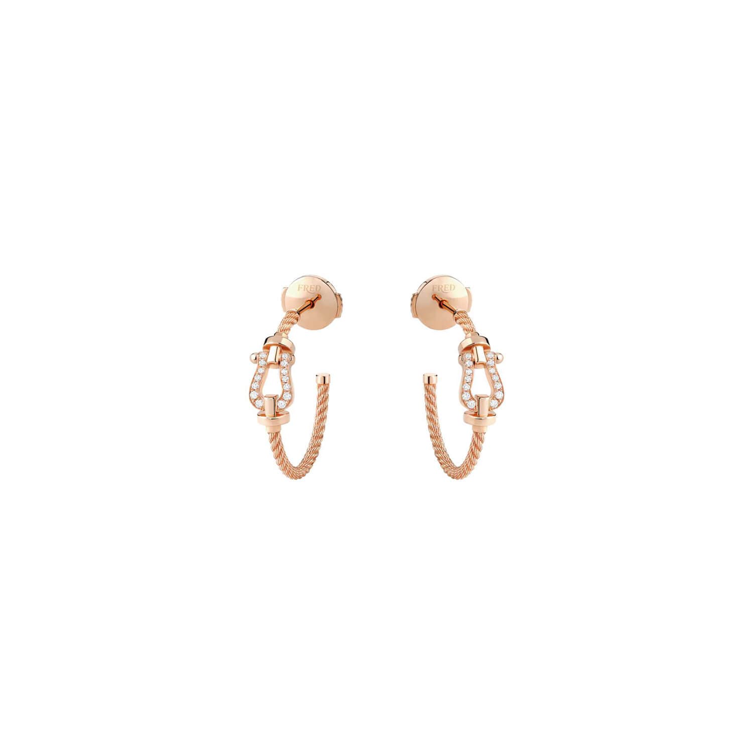 Boucles D'oreilles FRED Force 10 En Or Rose Et Diamants - Or Rose 750/1000ème - Diamant - Rose
