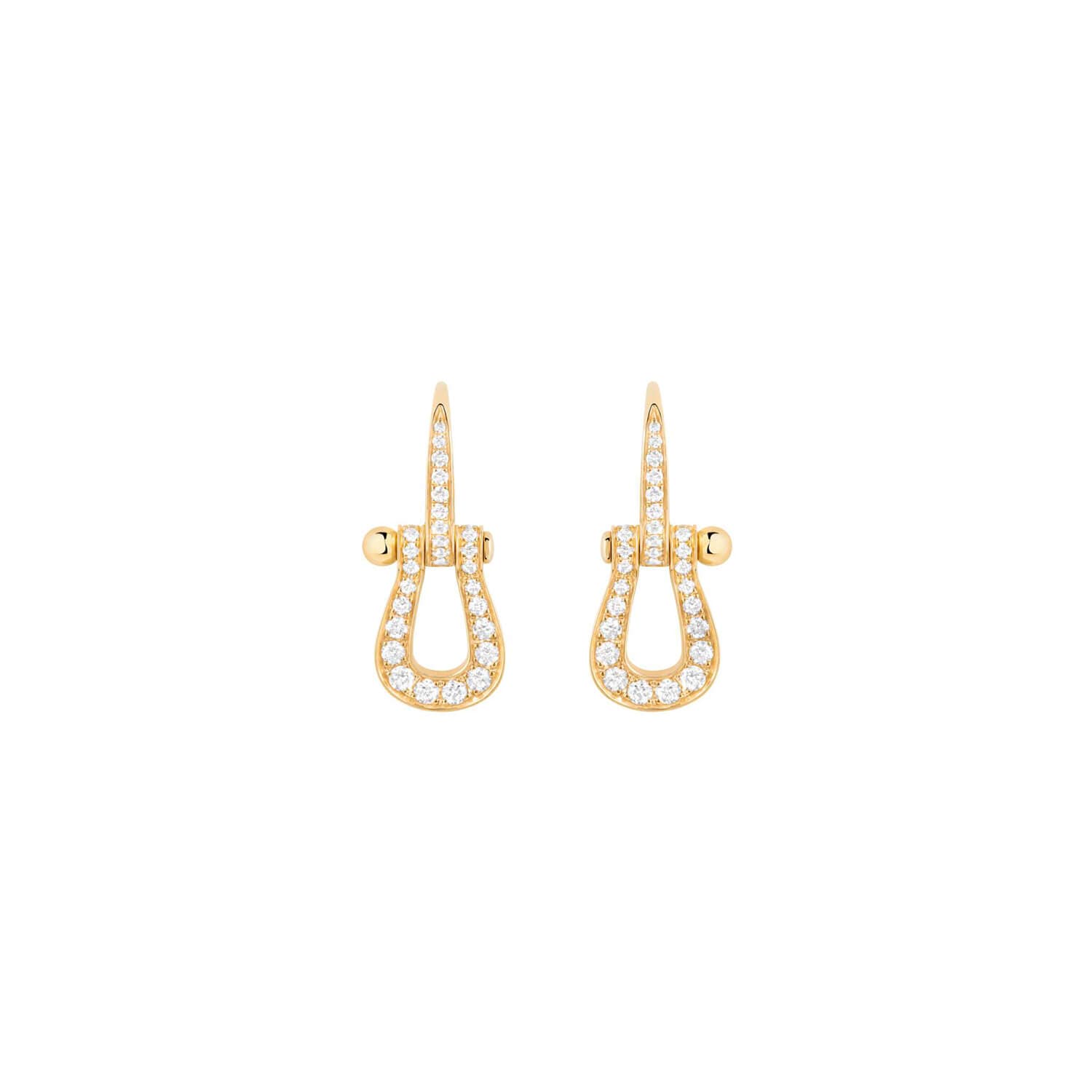 Boucles D'oreilles FRED Force 10 Moyen Modèle En Or Jaune Et Diamants - Or Jaune 750/1000ème - Diamant - Jaune