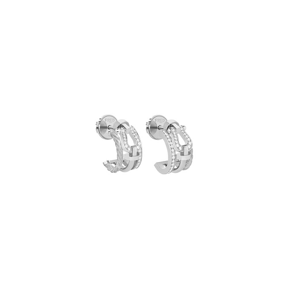 Boucles D'oreilles FRED Force 10 Rise Petit Modèle En Or Blanc Et Diamants - Or Blanc 750/1000ème - Diamant - Blanc