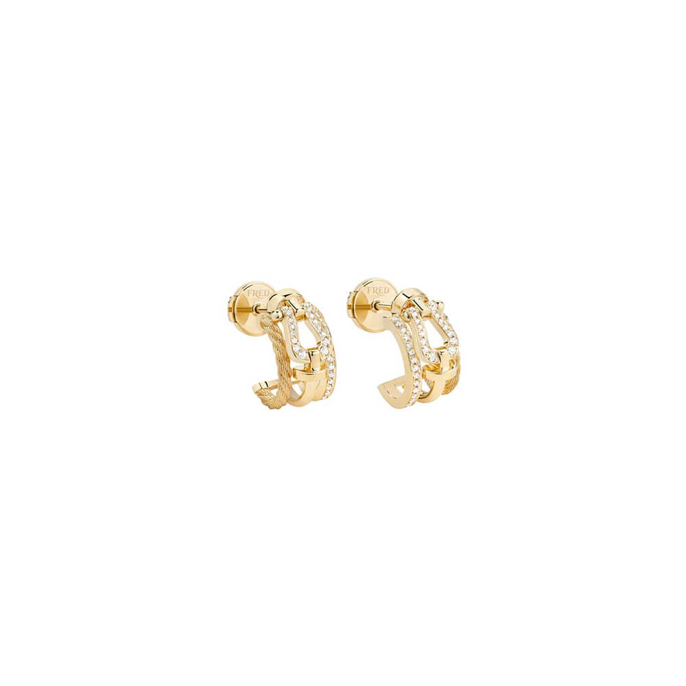 Boucles D'oreilles FRED Force 10 Petit Modèle En Or Jaune Et Diamants - Or Jaune 750/1000ème - Diamant - Jaune