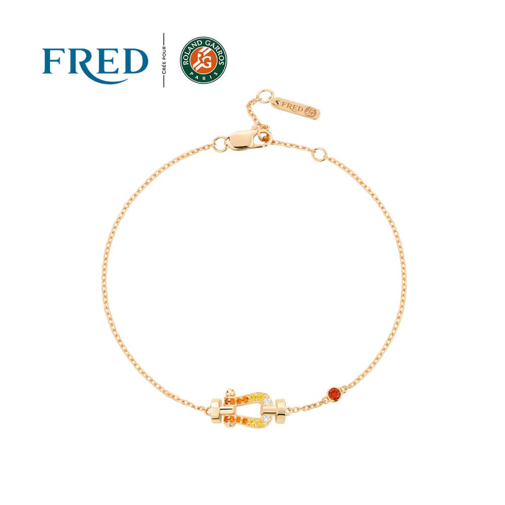 Bracelet FRED Force 10 Petit Modèle En Or Jaune, Diamants Et Pierres De Couleur #FREDxRolandGarros - Or Jaune 750/1000ème - Diamant/Grenat/Saphir Jaune - Jaune
