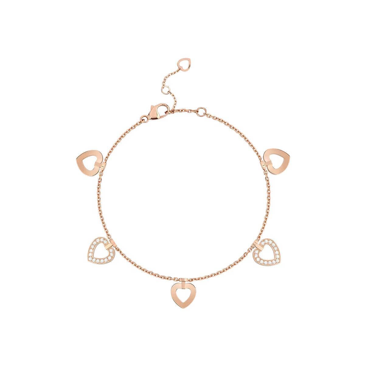 Bracelet FRED Pretty Woman Multihearts En Or Rose Et Diamants - Or Rose 750/1000ème - Diamant - Rose