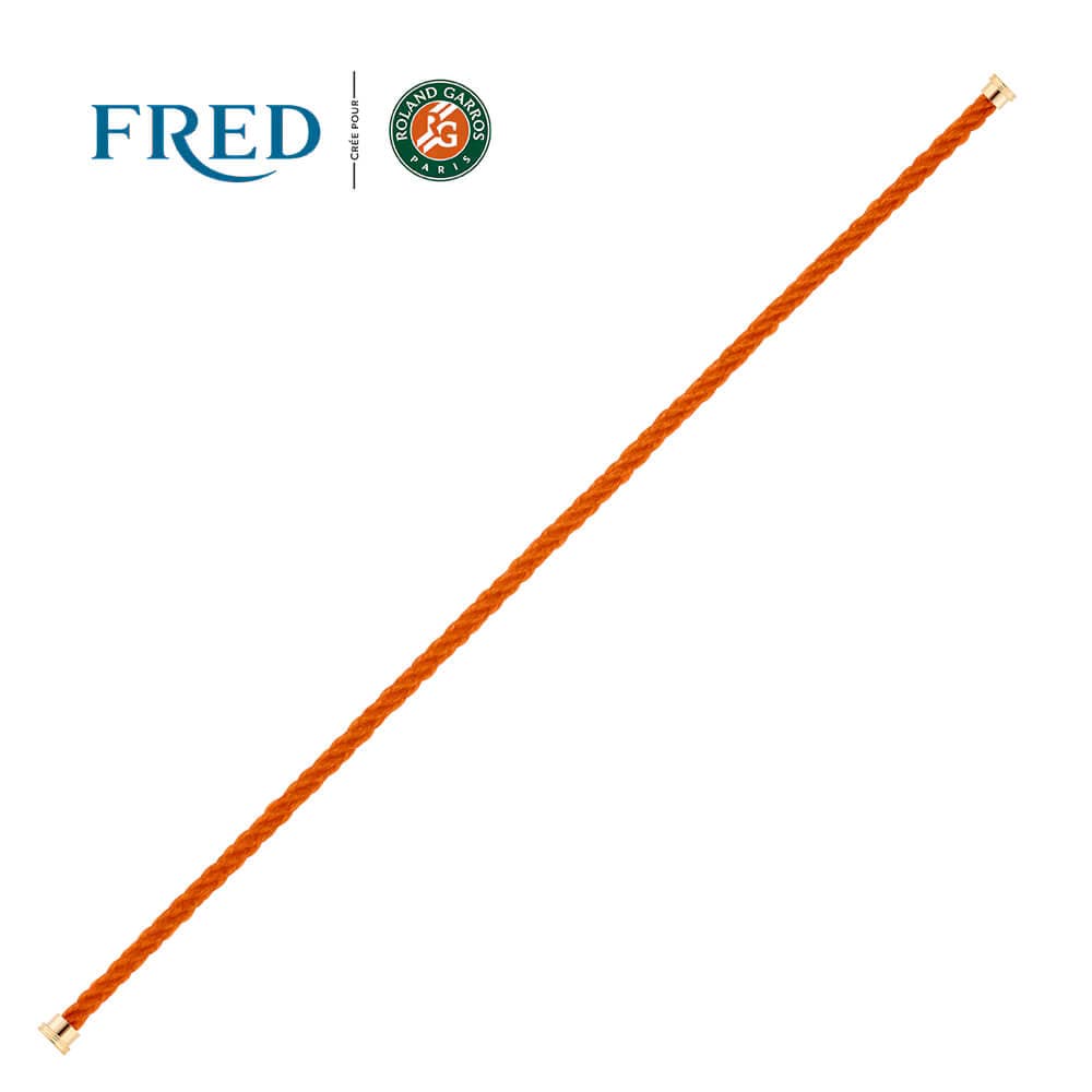 Câble FRED Interchangeable Moyen Modèle En Corderie Terracotta, Embouts Acier Plaqué Or Jaune #FREDxRolandGarros - Acier/Plaqué Or/Textile - Jaune