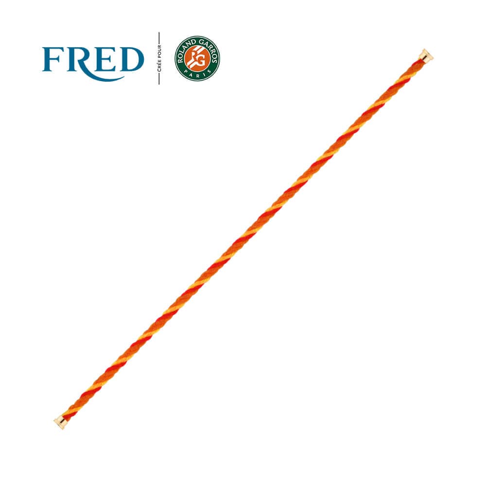 Câble FRED Interchangeable Moyen Modèle En Corderie Terracotta, Rouge Et Jaune, Embouts Acier Plaqué Or Jaune #FREDxRolandGarros - Acier/Plaqué Or/Textile - Rouge