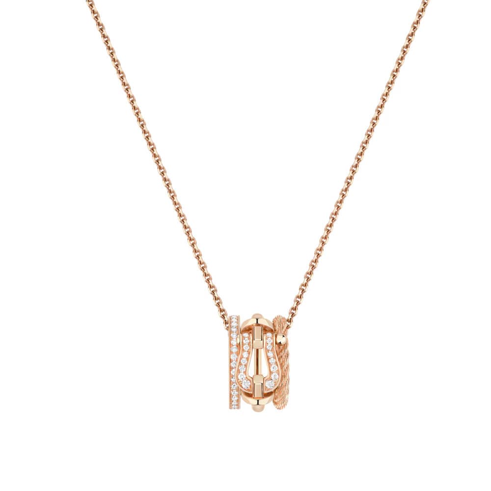 Collier FRED Force 10 Rise En Or Rose Et Diamants - Or Rose 750/1000ème - Diamant - Rose