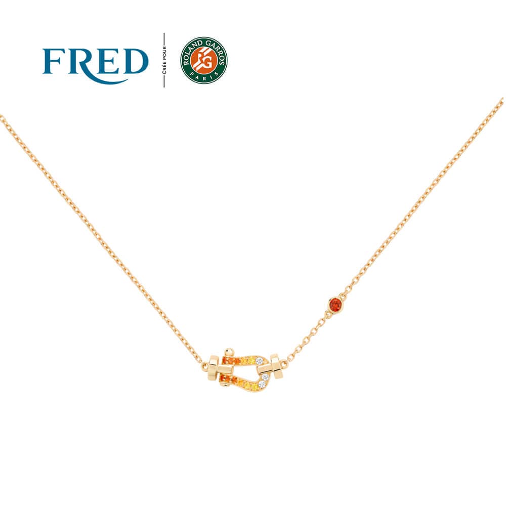 Collier FRED Force 10 Petit Modèle En Or Jaune, Diamants Et Pierres De Couleur #FREDxRolandGarros - Or Jaune 750/1000ème - Diamant/Grenat/Saphir Jaune - Jaune