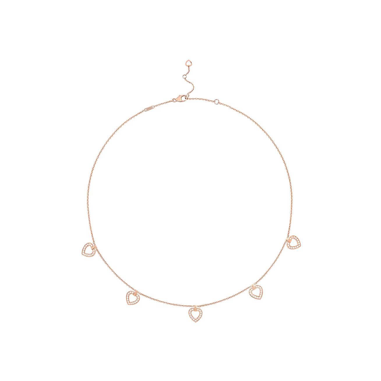 Collier FRED Pretty Woman Multihearts En Or Rose Et Diamants - Or Rose 750/1000ème - Diamant - Rose