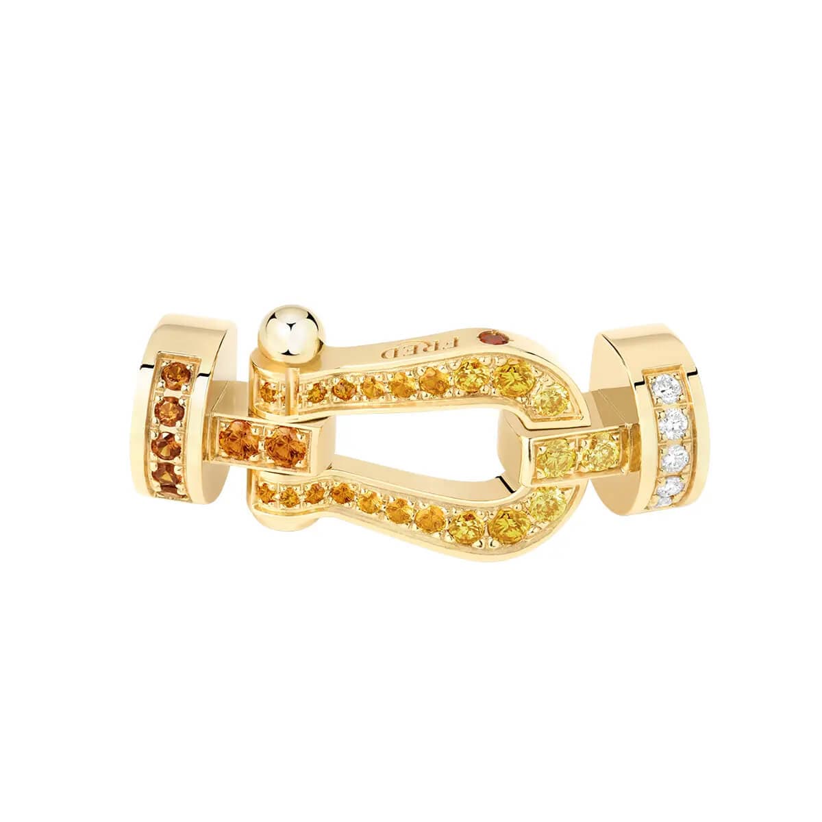 Manille FRED Force 10 Moyen Modèle En Or Jaune, Diamants Et Pierres De Couleur #FREDxRolandGarros - Or Jaune 750/1000ème - Citrine/Diamant/Diamant Jaune/Grenat/Saphir/Spessartite - Jaune