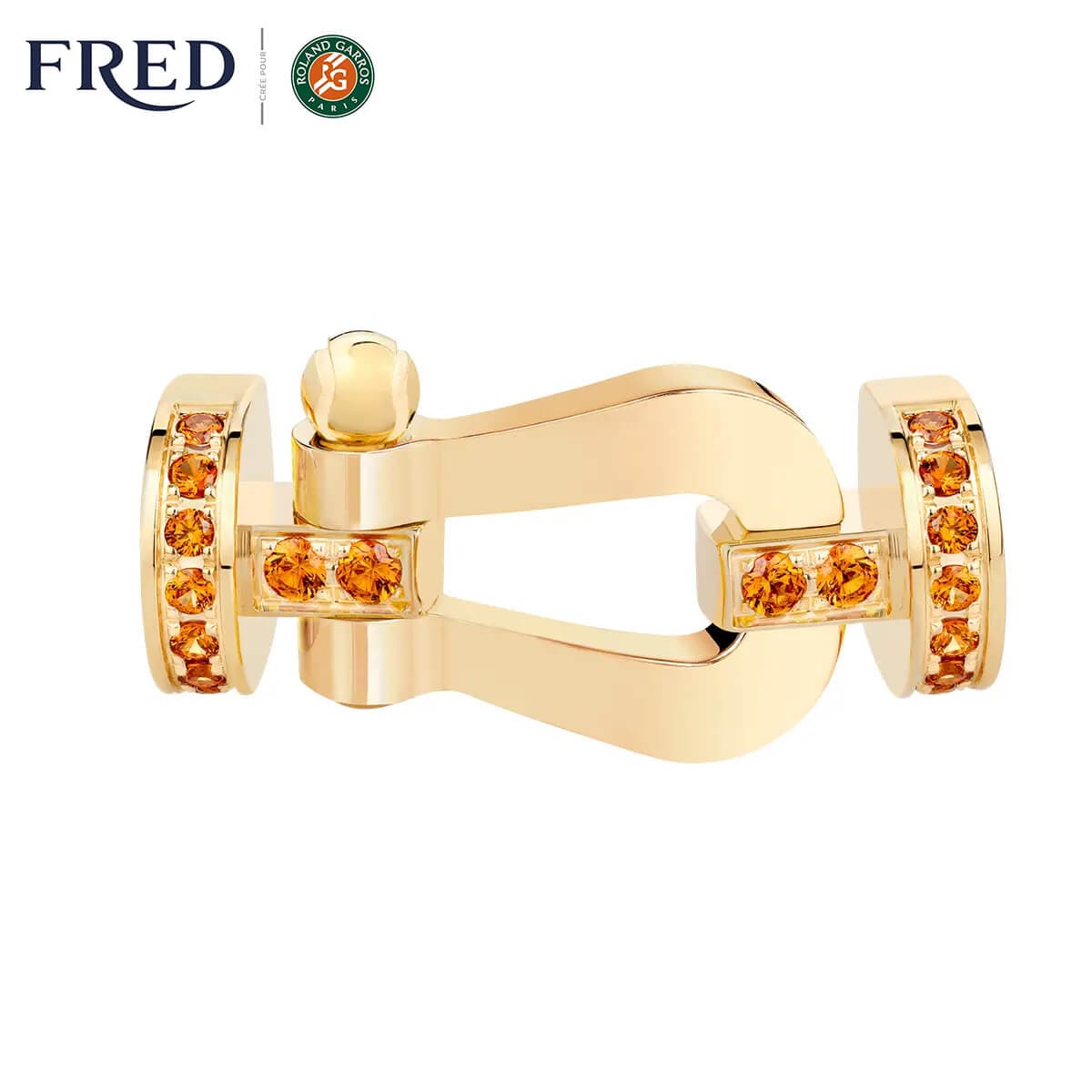 Manille FRED Force 10 Grand Modèle En Or Jaune Et Grenats #FREDxRolandGarros - Or Jaune 750/1000ème - Grenat - Jaune