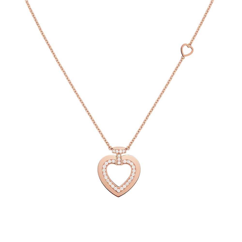 Collier FRED 'I Love You' Pretty Woman Sunlight Message En Or Rose Et Diamants - Or Rose 750/1000ème - Diamant - Rose
